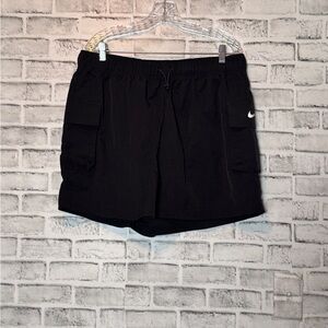 Nike‎ Black Utility Shorts size XL adjustable waist roomy pockets nylon quality